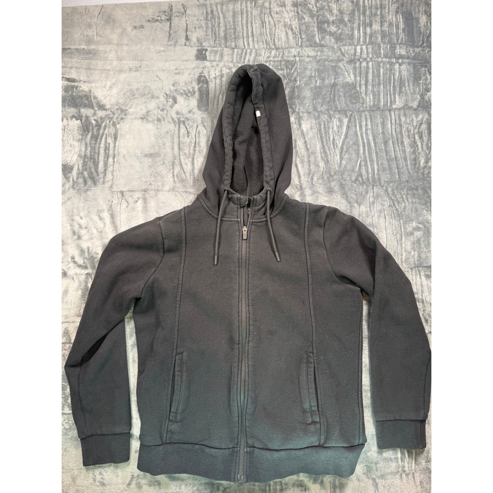 Figs Hoodie Women Medium Black Full Zip Fleece Lined Sweatshirt Activewear